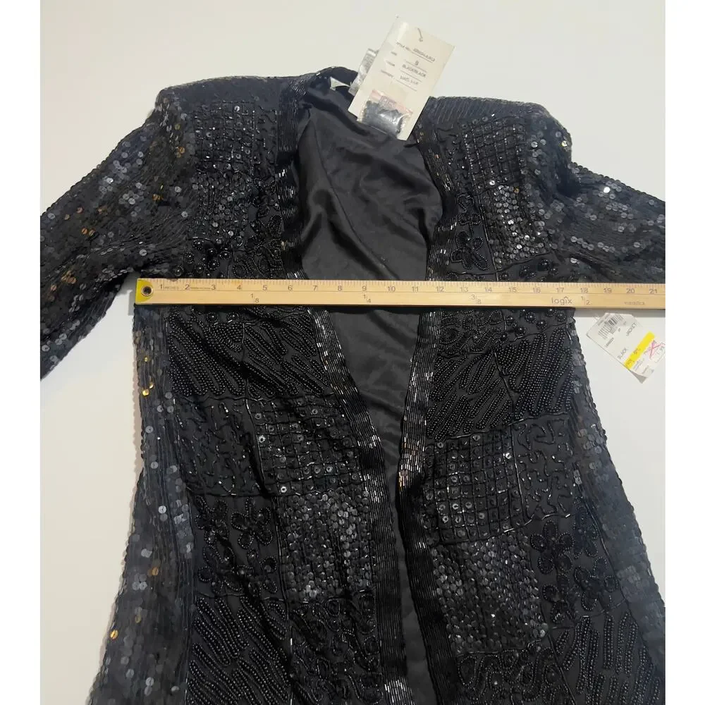 Niteline women’s 100% silk sequins beaded black blazer unknown sequins skirt - Picture 16 of 16